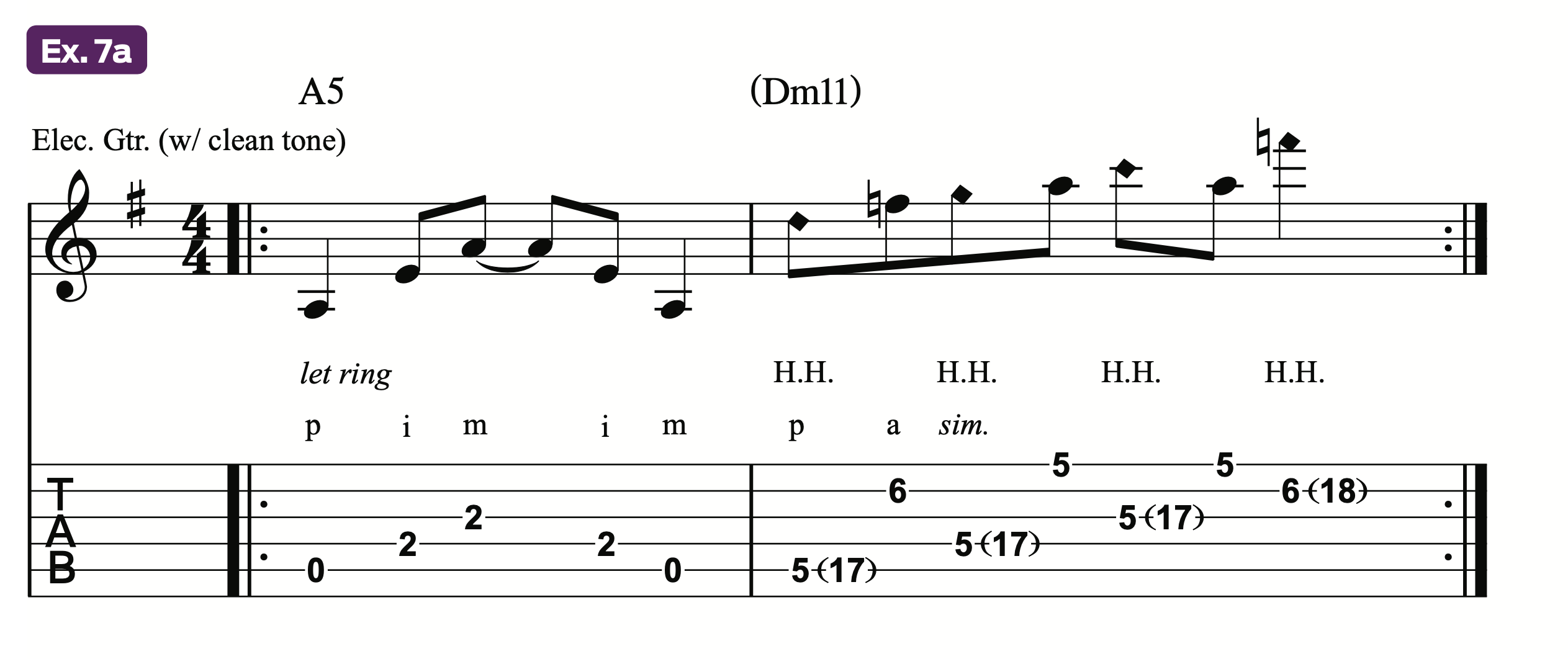 A lesson in fingerstyle – Ex. 7a