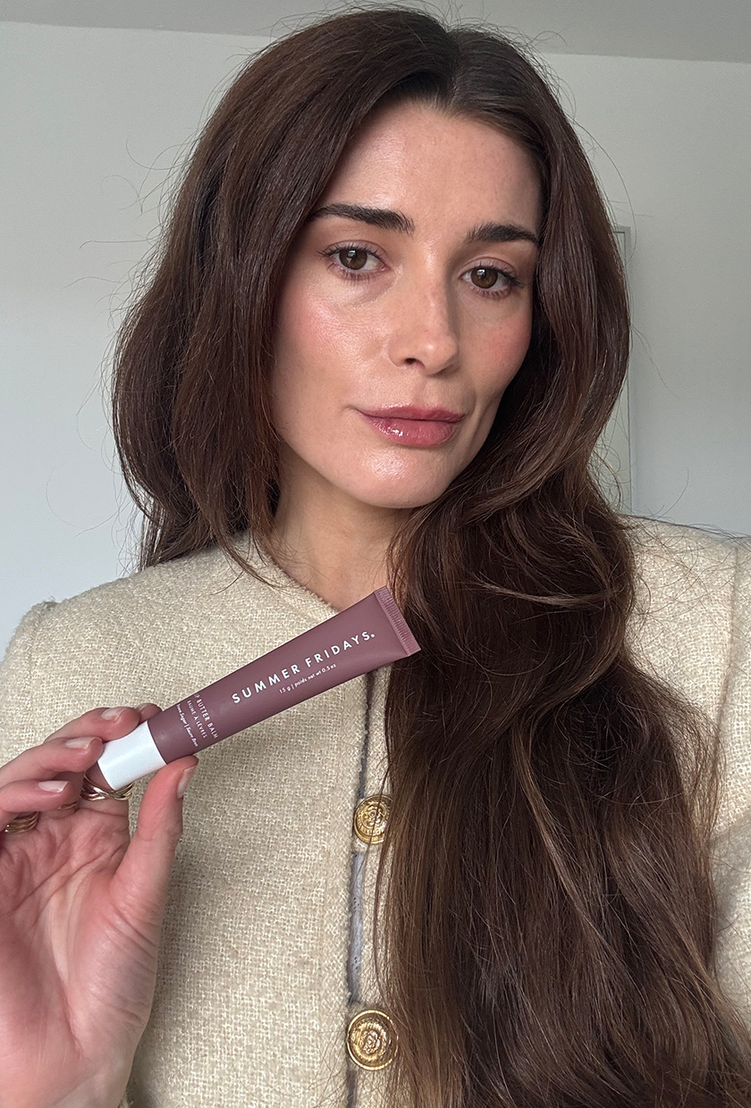 beauty editor Eleanor Vousden wearing Summer Fridays Butter Balm in Brown Sugar