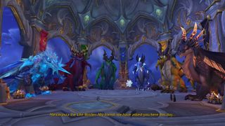 WoW 10.2.5 update - The Dragon Aspects sit in a circle at Valdrakken
