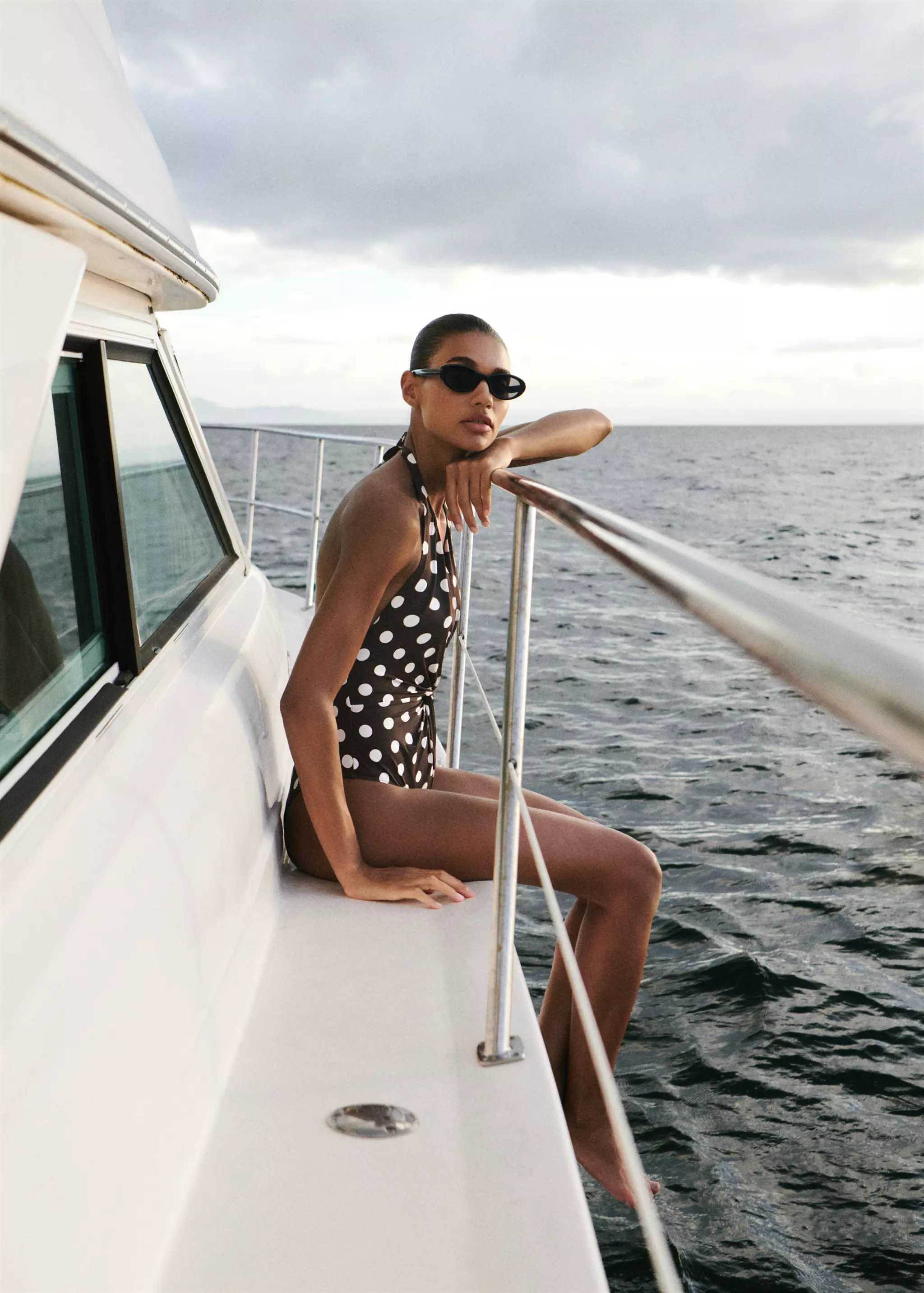 Halter Polka Dot Swimsuit - Women | Mango Bermuda