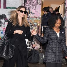 Angelina Jolie and Zahara Jolie-Pitt are seen leaving Atelier Jolie on December 27, 2023 in New York, New York.