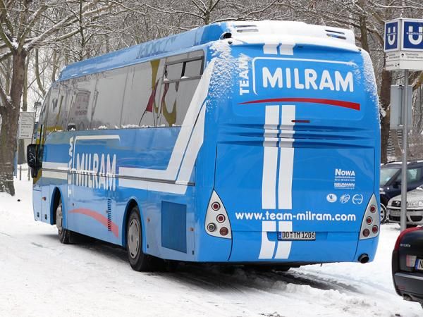 The bus of Team Milram.