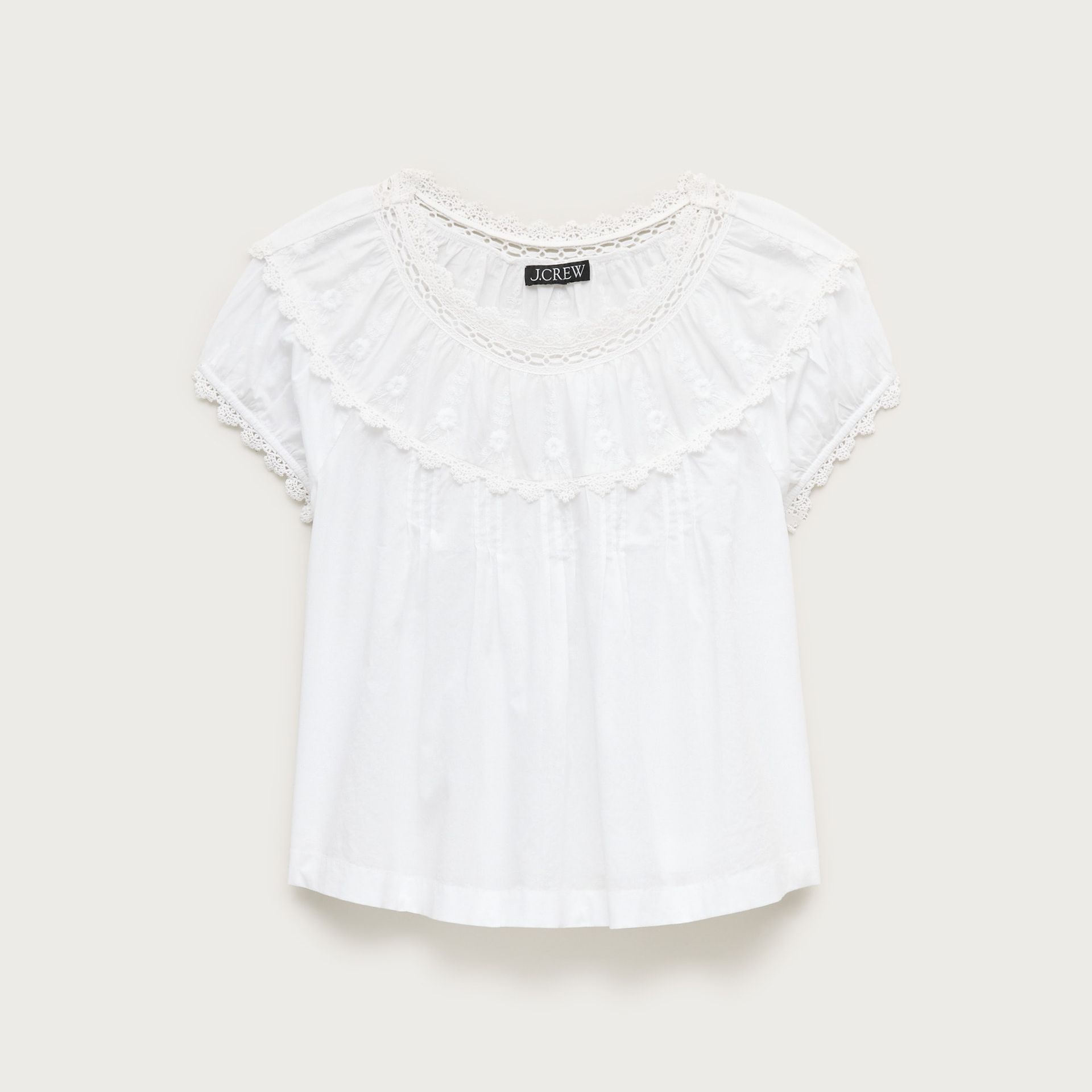 Embroidered Cap-Sleeve Top