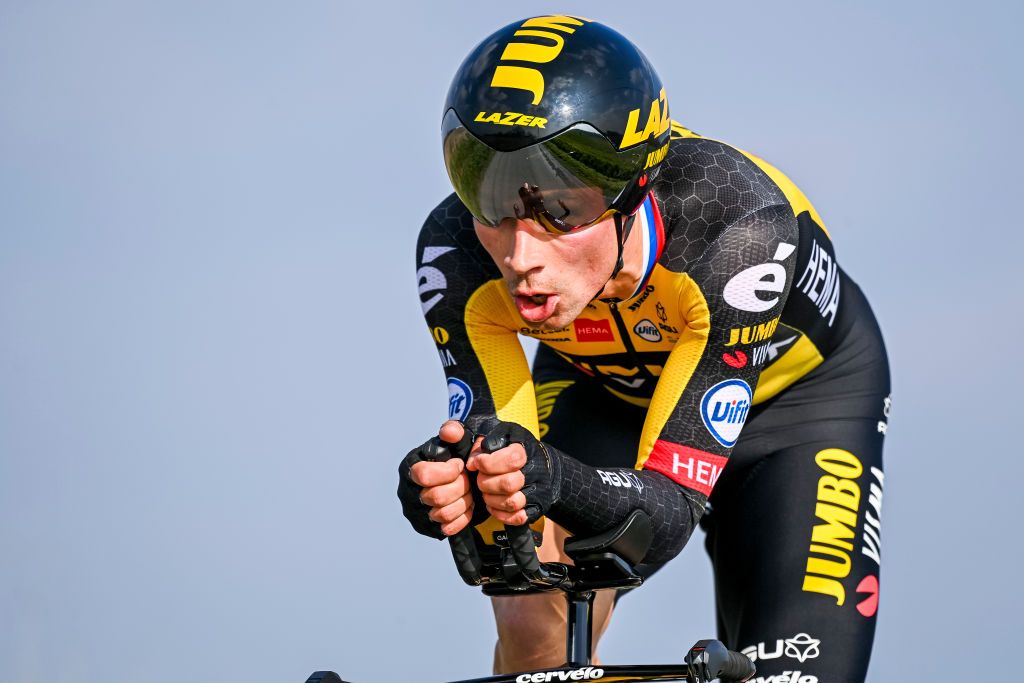 Slovenian Primoz Roglic of Team JumboVisma pictured in action during the third stage of 79th edition of the ParisNice cycling race a 144 km individual time trial from Gien to Gien France Tuesday 09 March 2021 BELGA PHOTO DAVID STOCKMAN Photo by DAVID STOCKMANBELGA MAGAFP via Getty Images