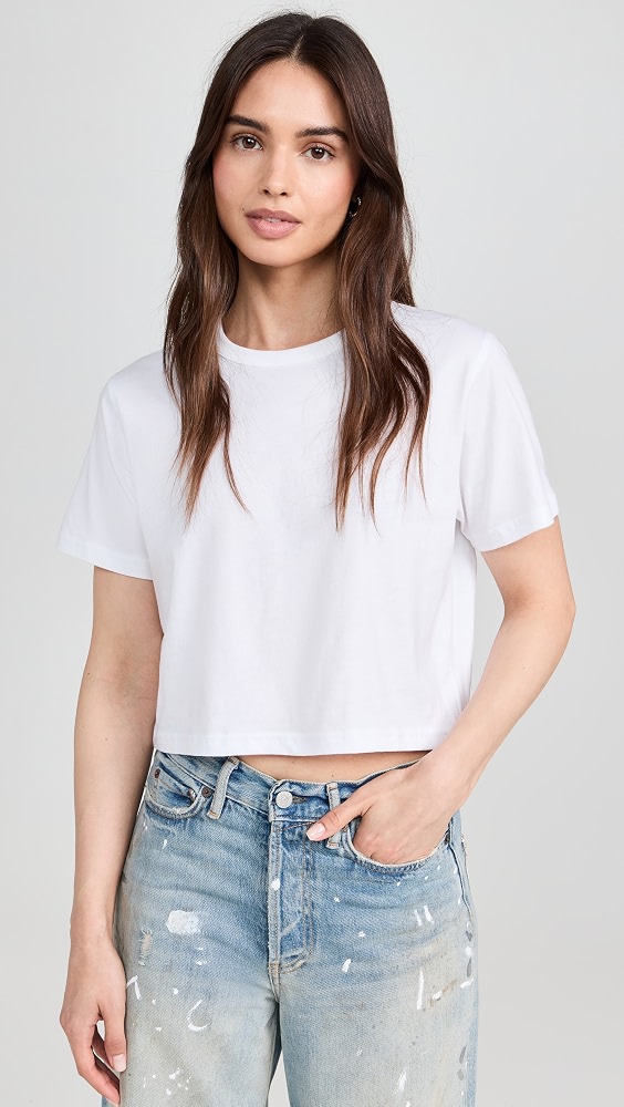 The Cropped Perfect Tee in White - White
