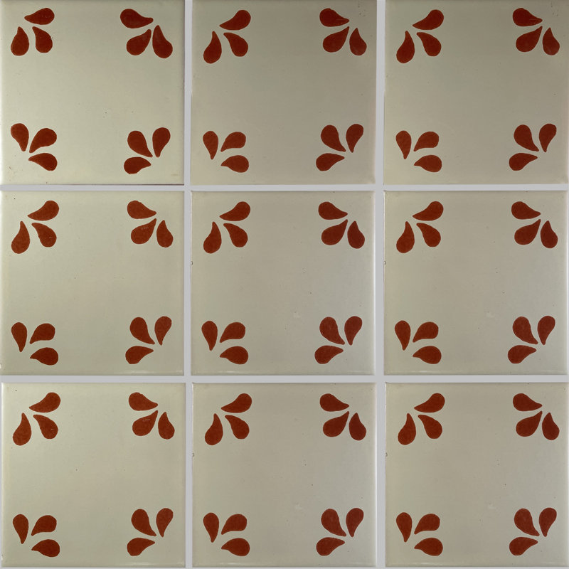 Fine Crafts Imports 4.2&quot; X 4.2&quot; 9pcs Talamex Terracotta Tuliman Mexican Clay Tile Handmade Talavera Backsplash Mosaic | Wayfair