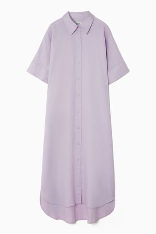 Oversized Linen Midi Shirt Dress