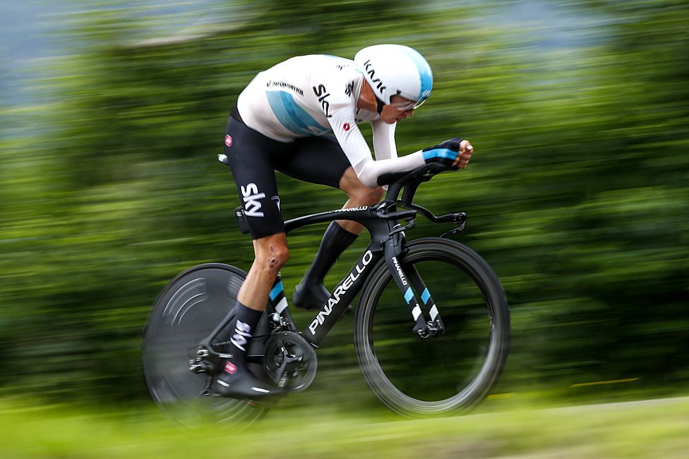 Chris Froome (Team Sky) during the stage 16 time trial at the Giro d'Italia