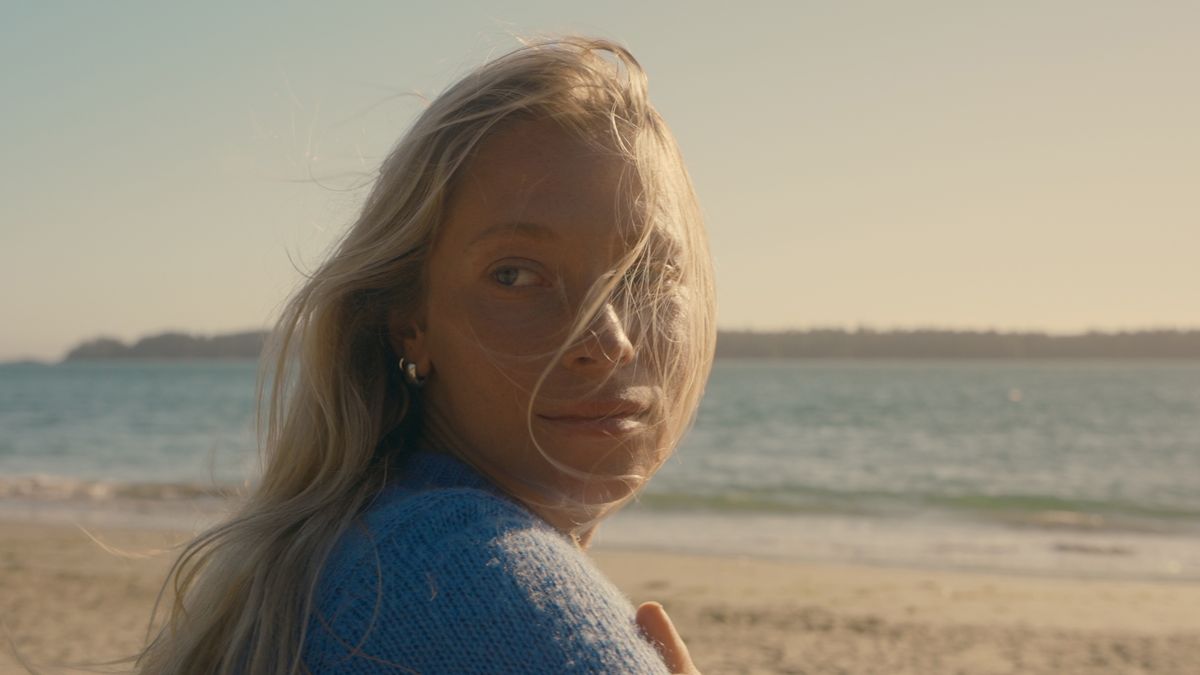 A sample image of a person with hair blowing in the wind taken with the Moment CineBloom VND