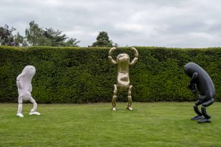 Jumping vegetable sculptures. Part of Erwin Wurm exhibition at Yorkshire Sculpture Park