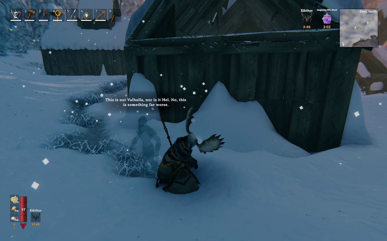 Valheim 1.0 - A wandering viking spirit walking through the snow