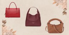 Three of the best handbags on Amazon against an autumnal background 