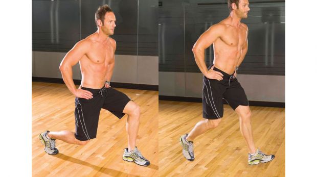 Jumping bodyweight lunge