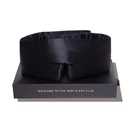 Drowsy Silk Sleep Mask. Face-Hugging, Padded Silk Cocoon for Luxury Sleep in Total Darkness. (black Jade)