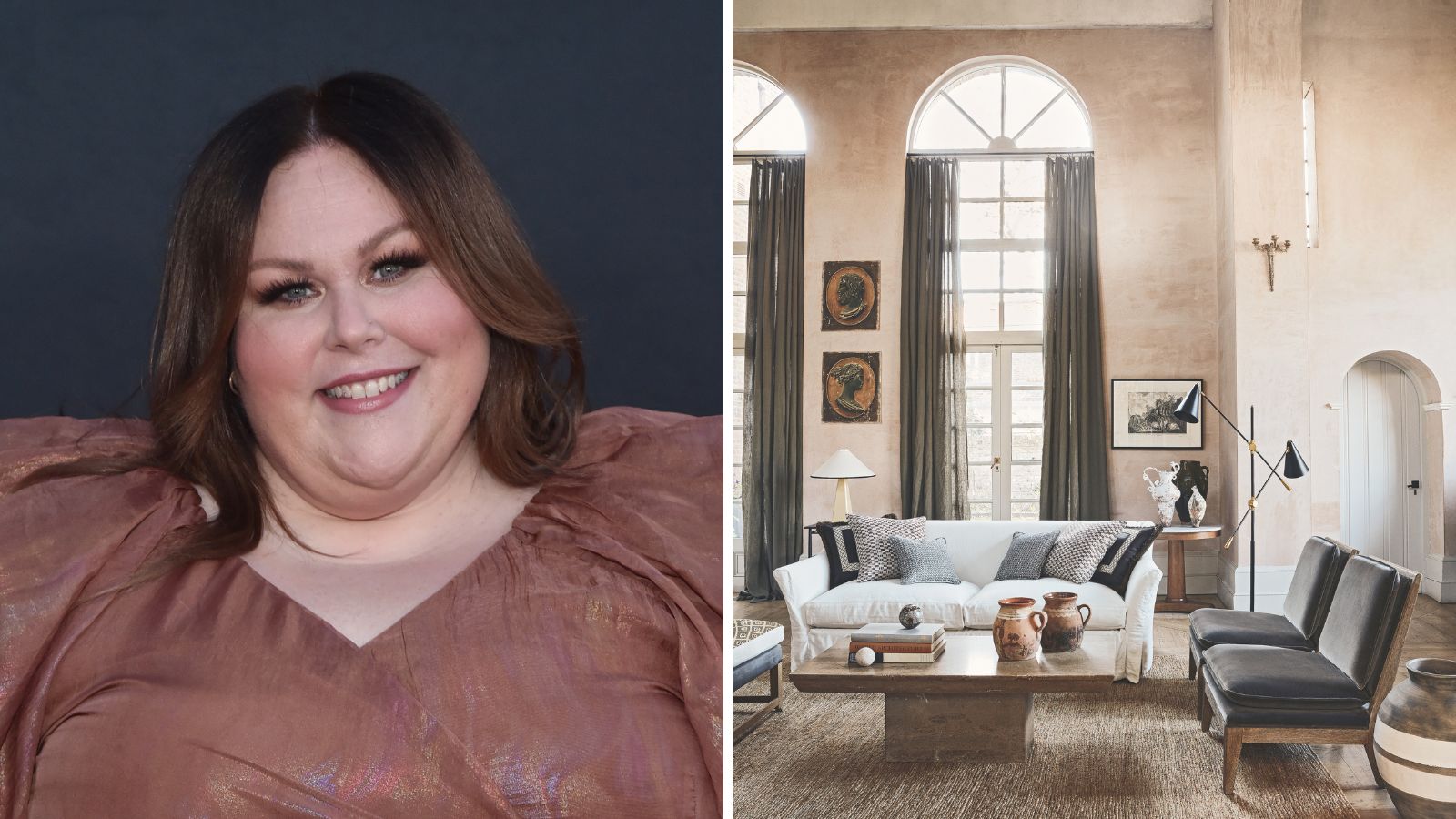 Chrissy Metz / Neutral sitting room with arched windows