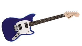 Squier Bullet Mustang review: Blue Squier bullet mustang on a white background