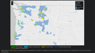 Ziply Fiber's service area map as of November 2023.