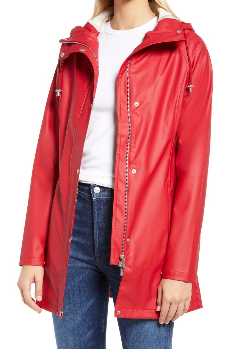 red raincoat