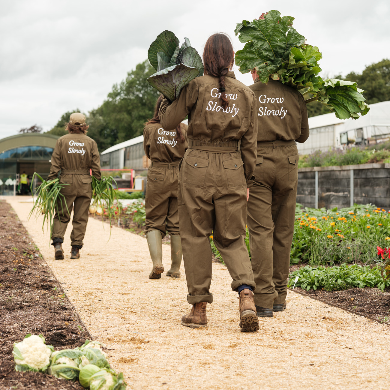 Gardeners and fresh produce at The Newt in Somerset