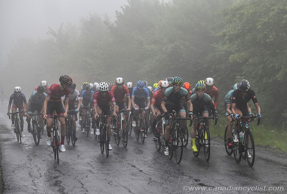 Fog settled in at the top of a KOM during stage 2 at Tour de Beauce