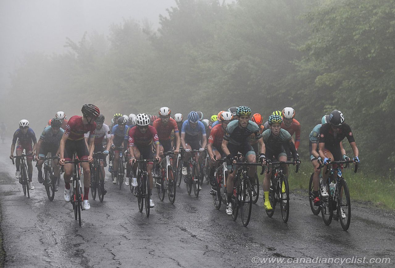 Fog settled in at the top of a KOM during stage 2 at Tour de Beauce