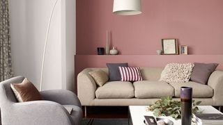 Best living room paint colors with pink walls and neutral sofa