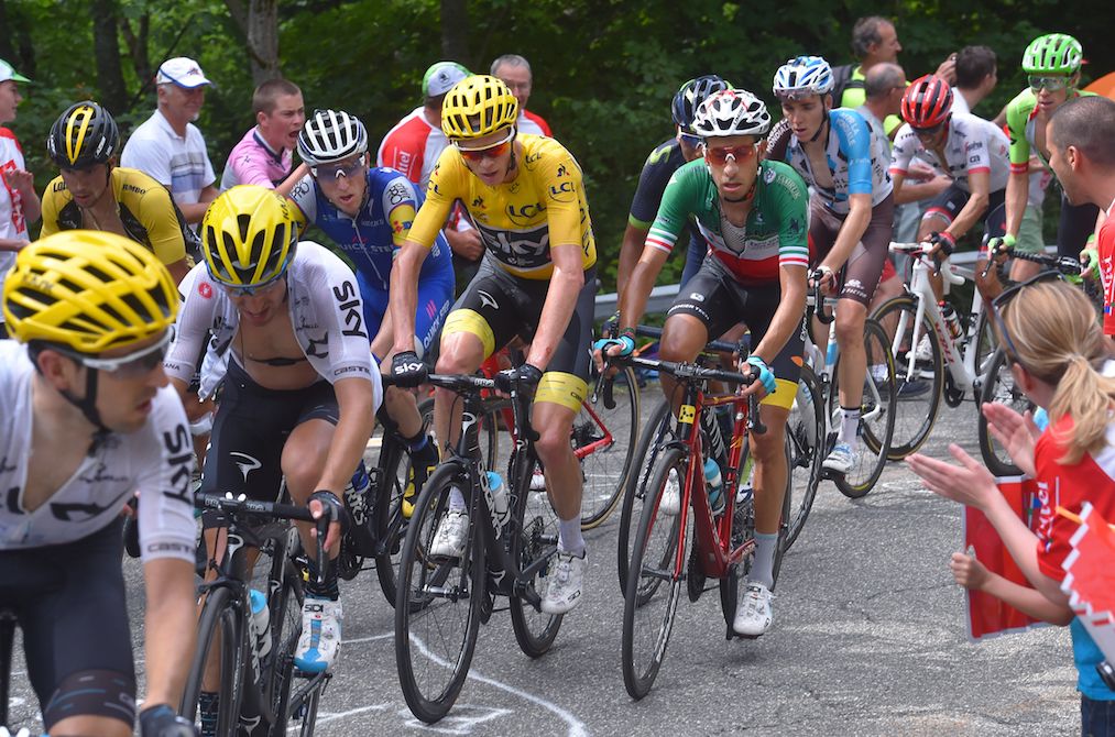 The GC contenders making their way up the Mont du Chat on the Tour's ninth stage