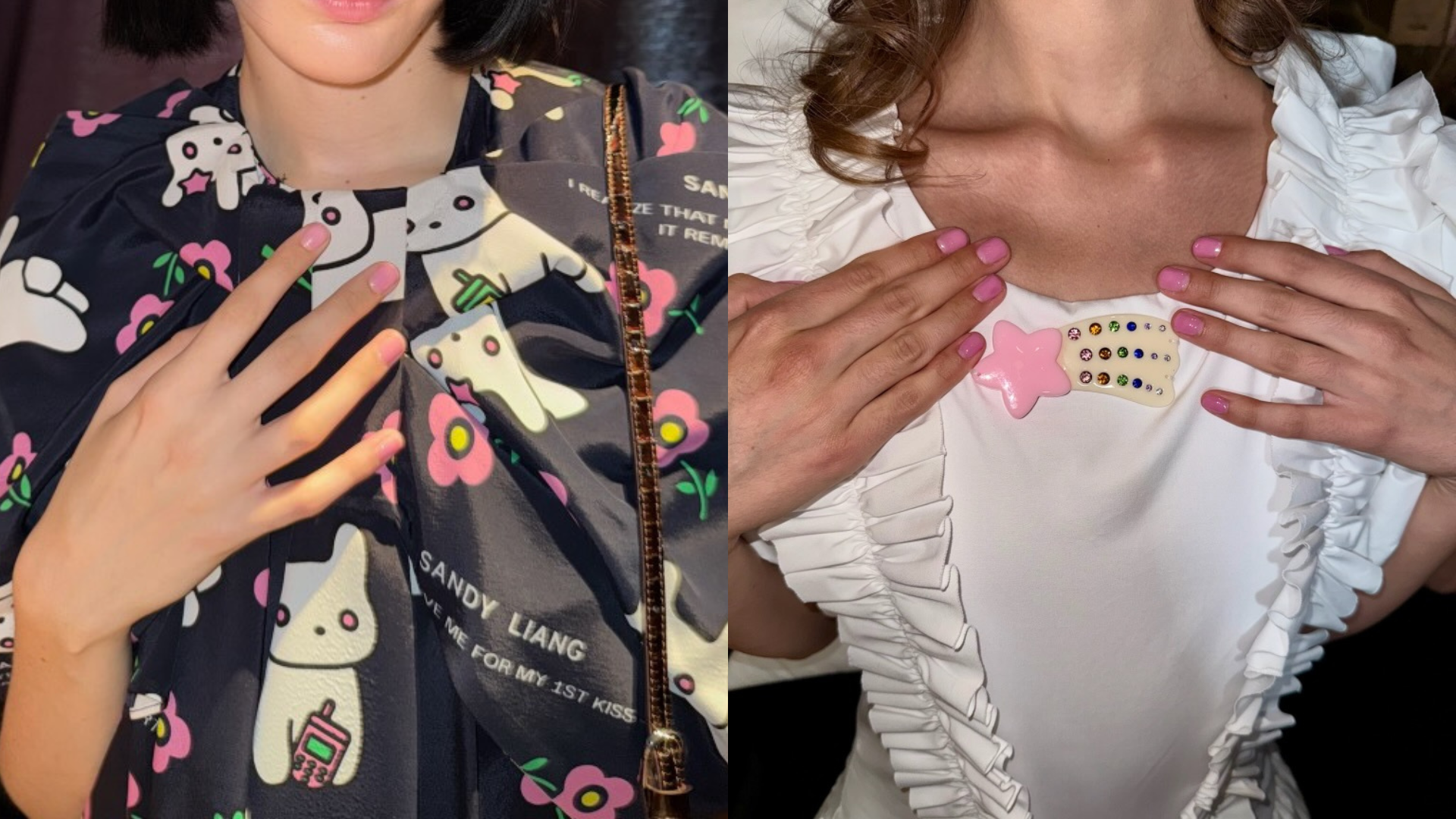 Photo of a Sandy Liang model wearing Celisse nail polish