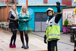 Donna-Marie Quinn takes a shine to a firefighter in Hollyoaks! 