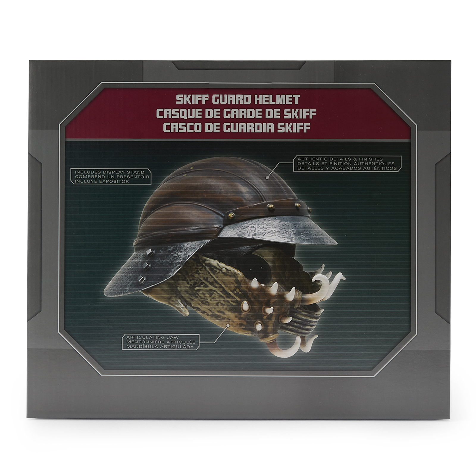 An image of the front of the Lando Calrissian's Skiff Guard Helmet collectable box
