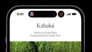 En skärmdump på Dynamic Island på en Apple iPhone 14 Pro.