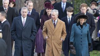 Prince Charles, Prince William, Prince Andrew, Camilla, Duchess Of Cornwall And Catherine, Duchess Of Cambridge Attend St Mary Magdalene Church, On The Royal Estate In Sandringham, Norfolk For The Christmas Day Church Service.