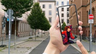 A mock augmented reality parody featuring video game character Carmen Sandiego