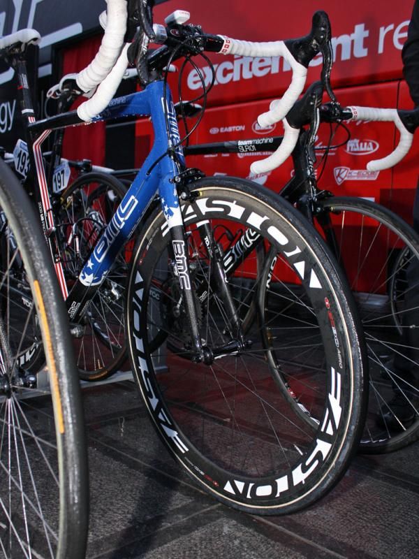 BMC team leader George Hincapie opted for Easton EC90 Aero carbon tubulars for his run at Ronde van Vlaanderen.