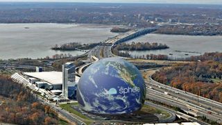 A mockup of the Sphere at National Harbor
