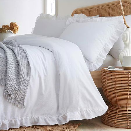 French Bedroom Romance Ruffle Cotton Bed Linen Set