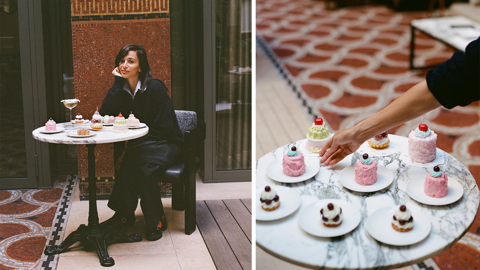 Laila Gohar with cakes and cake-shaped candles