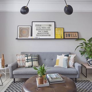 grey living room with picture rail