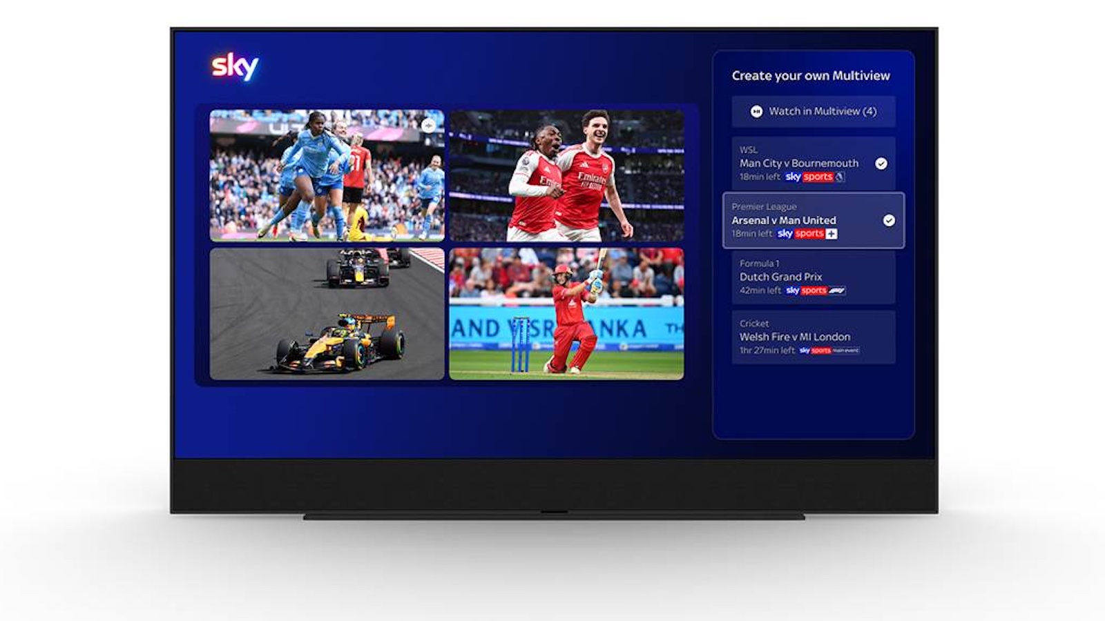An image of a Sky Glass TV showing the new 'Your Multiview' feature