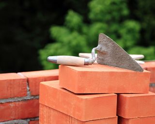 brick wall with trowel