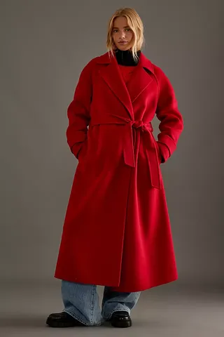 By Anthropologie Wool-Blend Wrap Coat