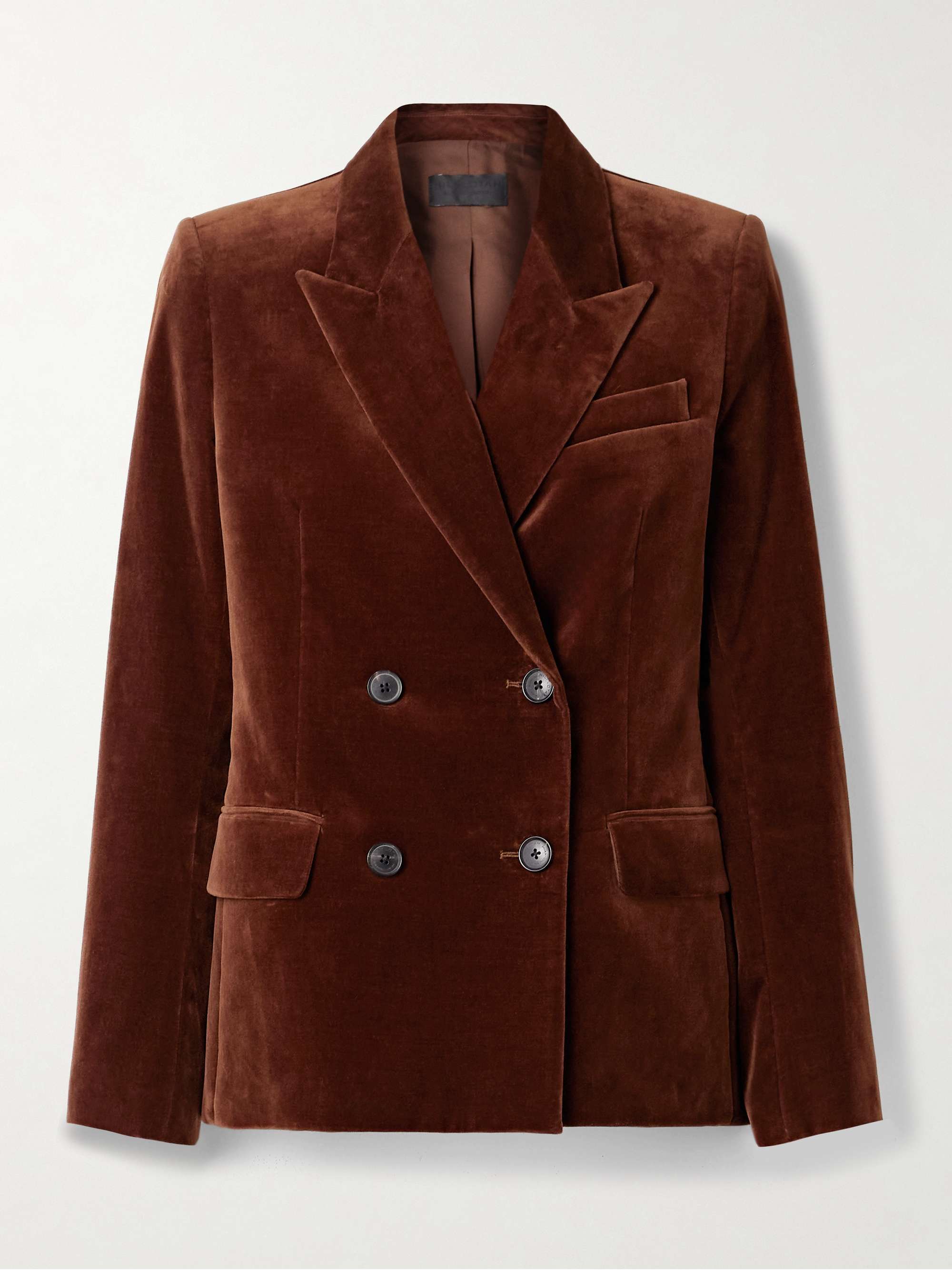 Veda Double-Breasted Cotton-Blend Velvet Blazer