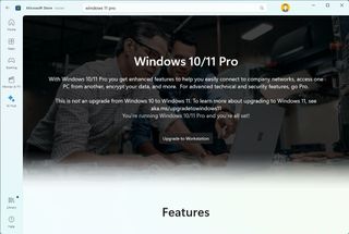 Windows 11 Pro upgrade page