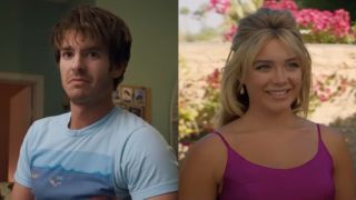 Andrew Garfield in Under The Silver Lake/Florence Pugh in Don't Worry Darling (side by side) 
