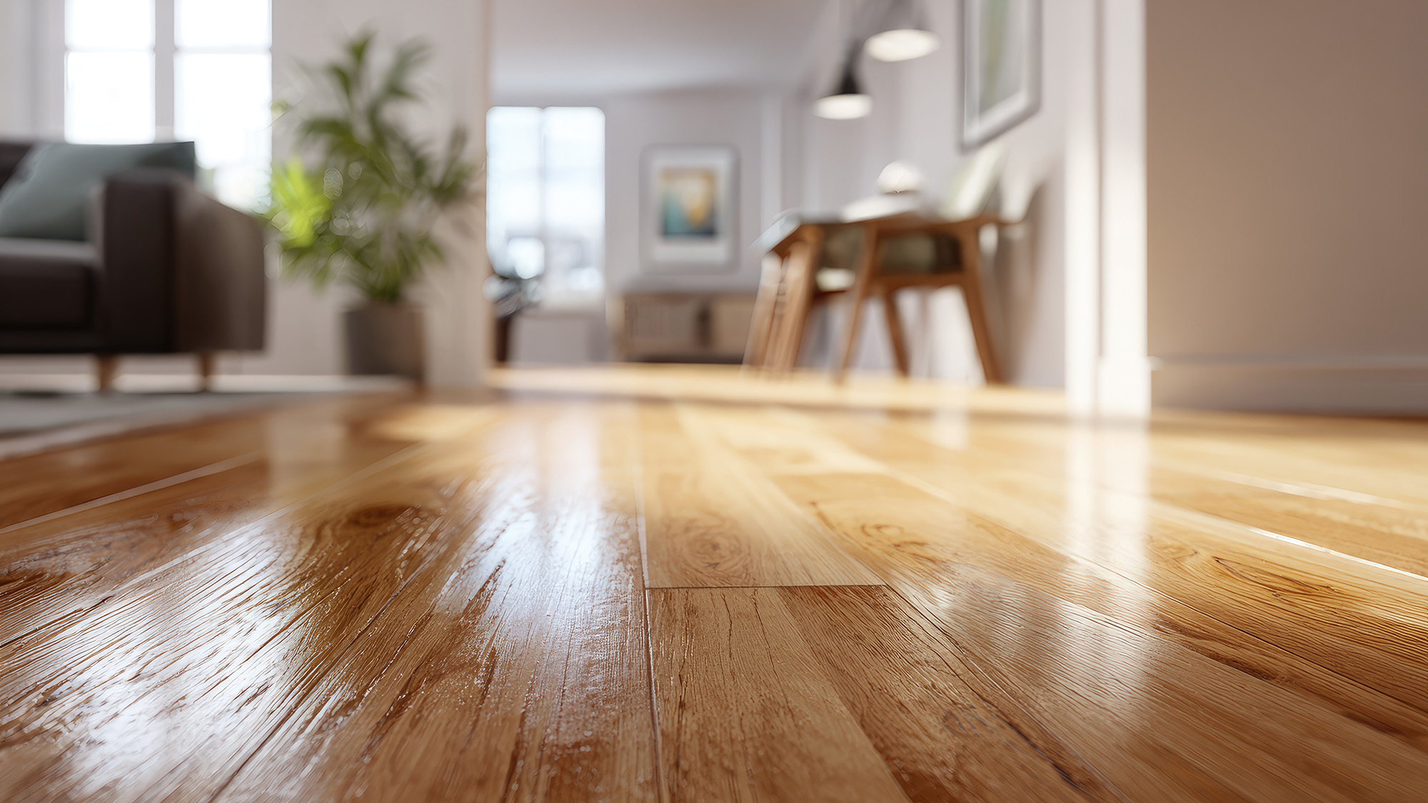 Close up of hardwood flooring in living room