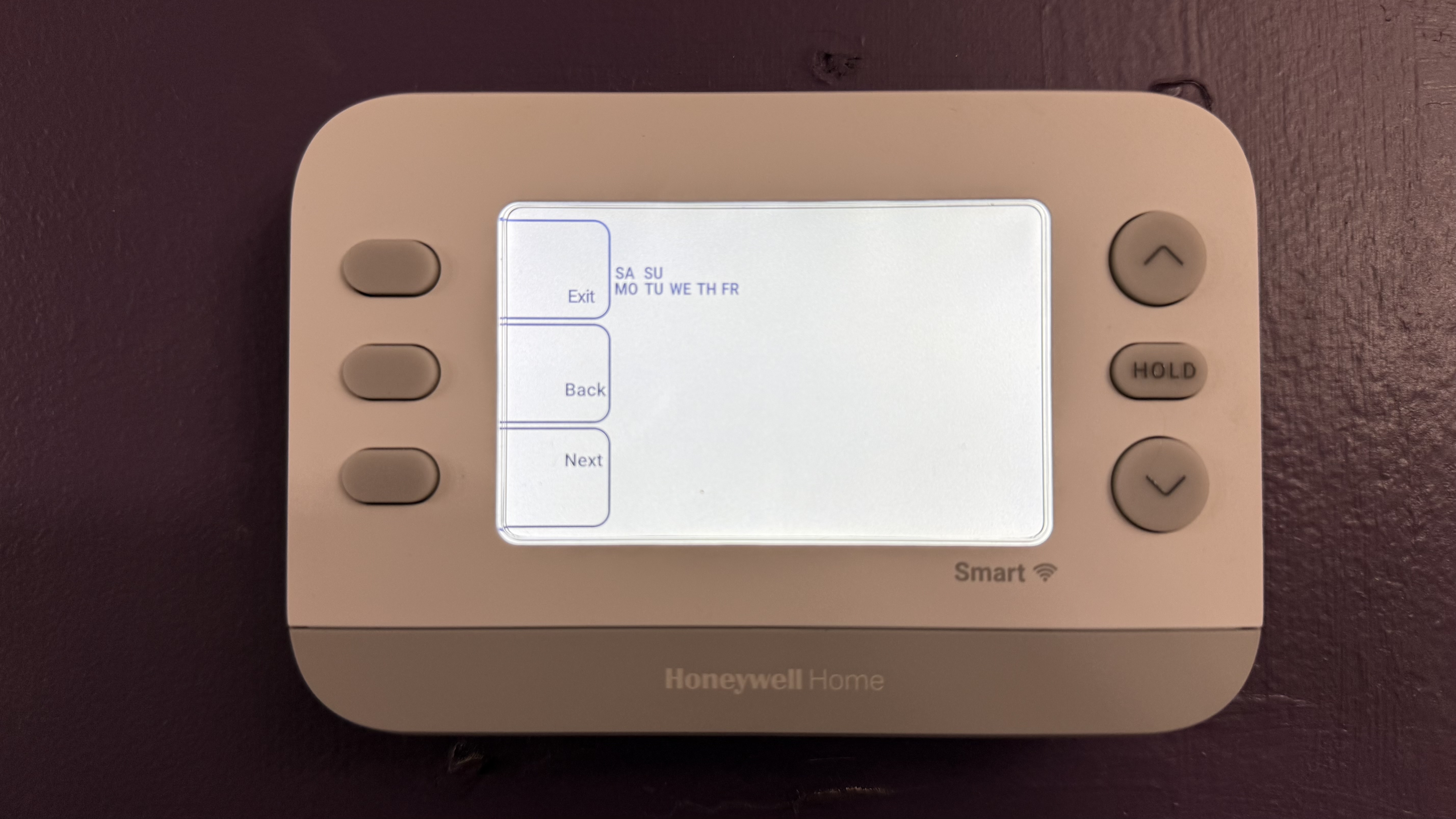 Honeywell Home X2S Smart Thermostat menu items