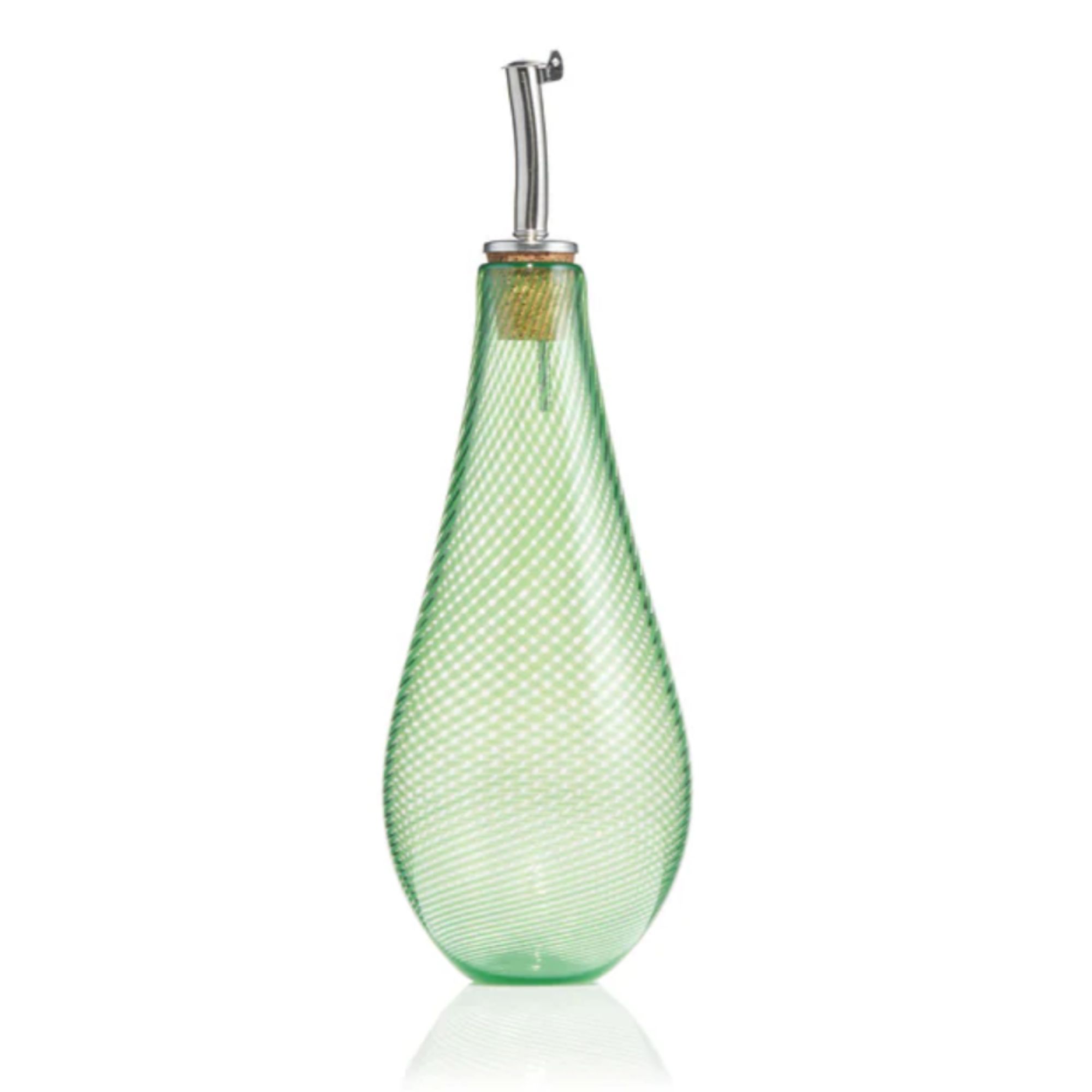 Green glass oil pourer bottle
