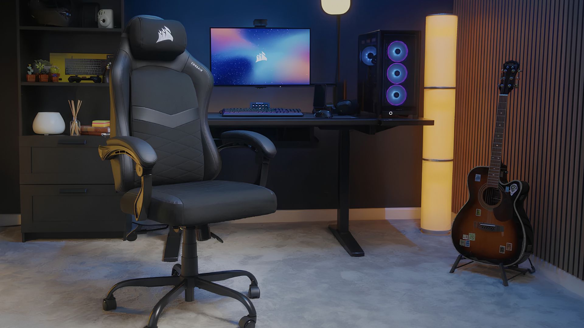 A Corsair TC80 gaming chair in a gaming/office space