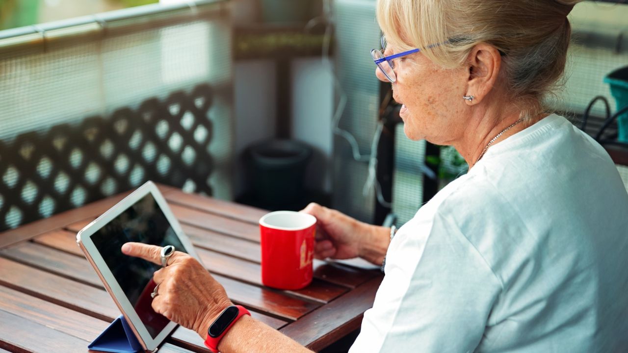 Older woman using a tablet