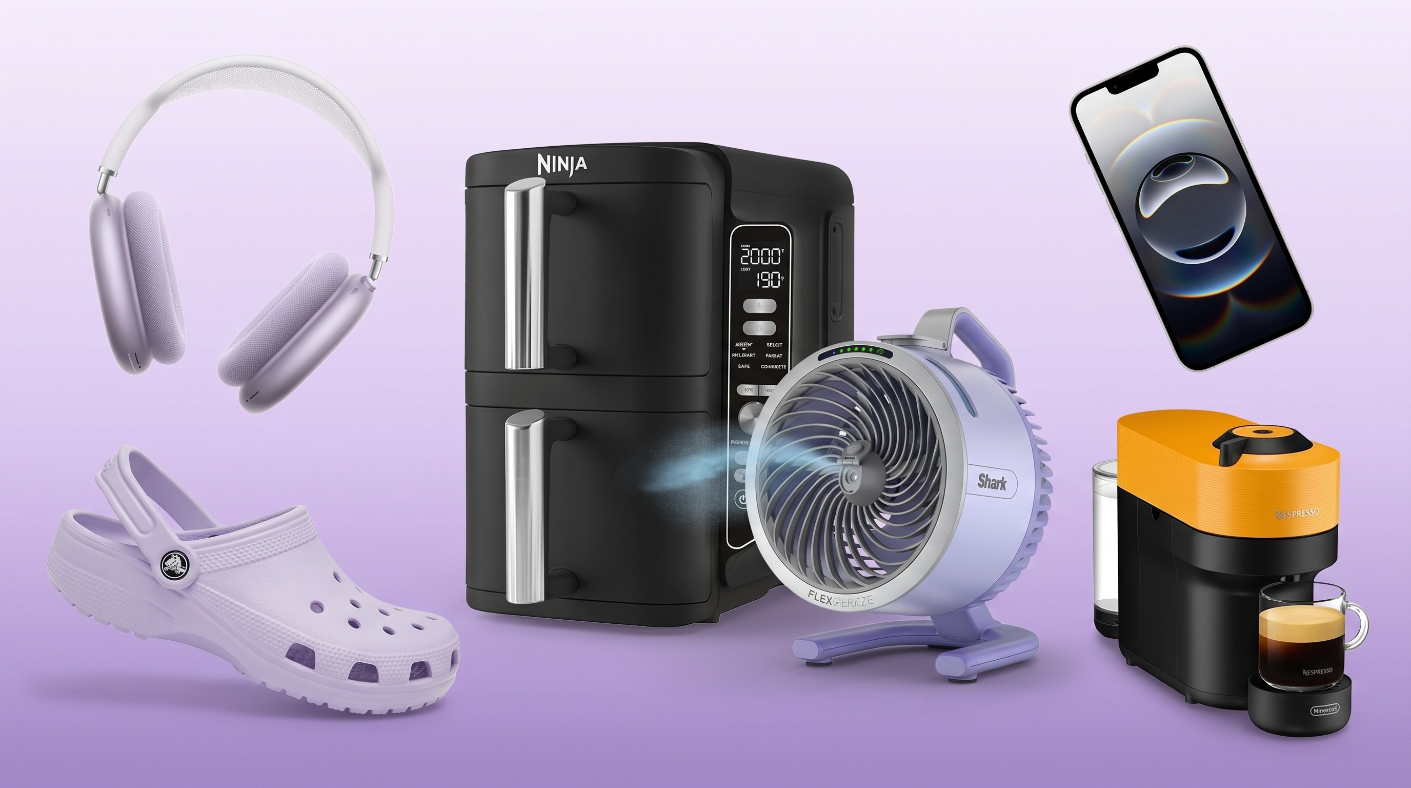 Products on Amazon with purple gradient background